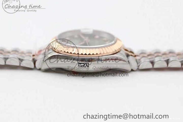 0511 Lady DateJust 28 SS RG TWF 1:1 Best Edition Green Dial Diamonds Markers on Jubilee Bracelet NH Trendsetting 2130